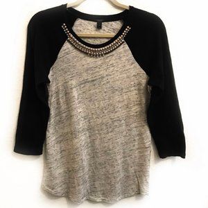 J Crew Beaded Neckline Raglan Tee Size Medium